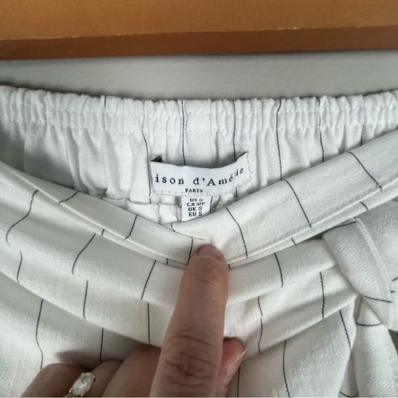 Faux wrap Pin striped mini skirt - Picture 4 of 7